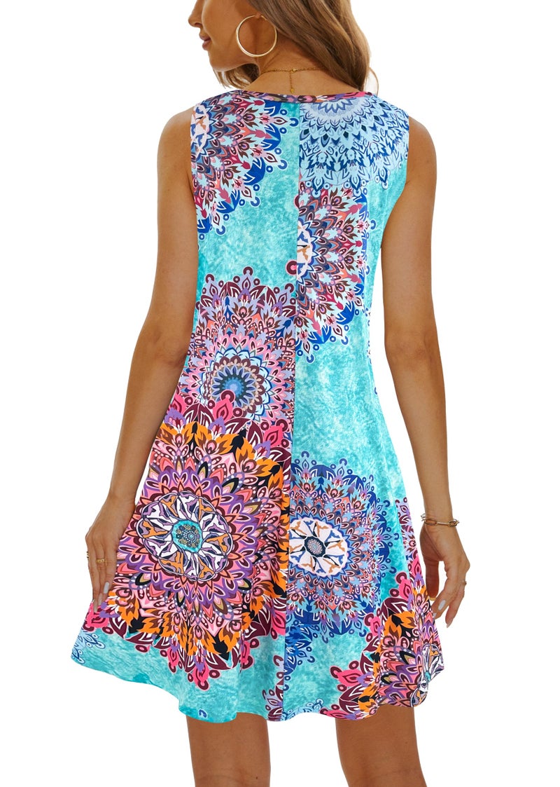 Moskill Summer Beach Sundresses for Women Swimsuit Coverup Vacation Swimwear Dresses with Pockets 002-sky Blue Small - Image 4